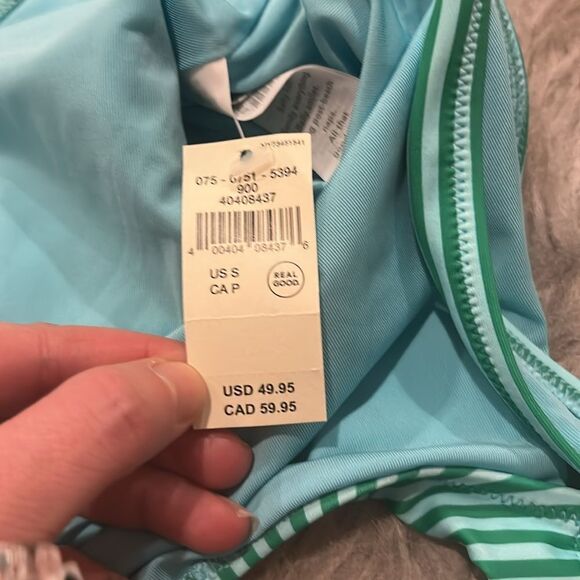 NWT aerie one piece cheekiest spf 50 multicolored stripped swimsuit - Picture 4 of 5